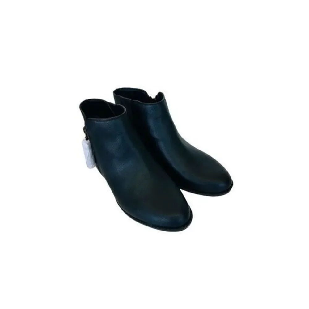 ZODIAC Val Western‎ Bootie Black Faux Leather Women's Sz 9M Low Stacked Heel NWB